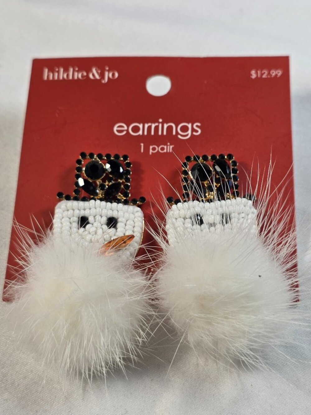 Hildie & Jo Snowman Earrings Christmas Beaded Pom Pom Holiday Jewelry NWT New
